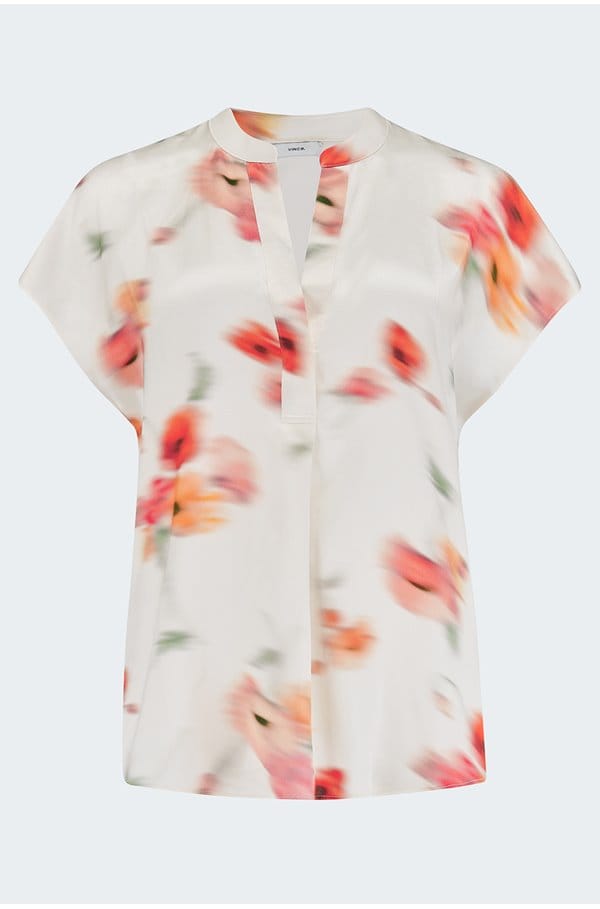 poppy blur band collar popover in cream dusk
