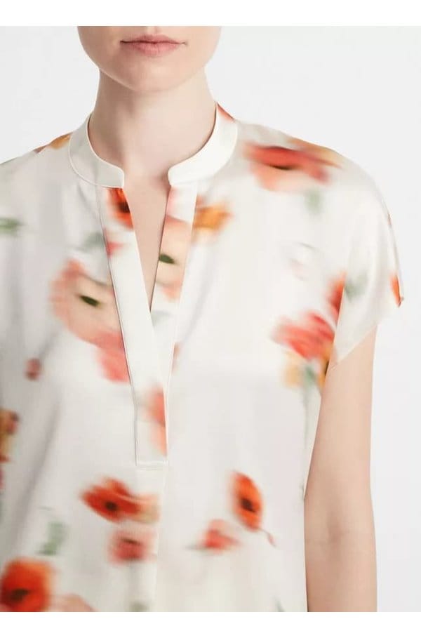 poppy blur band collar popover in cream dusk
