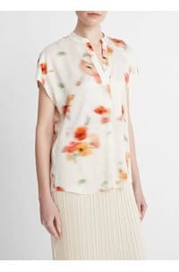 poppy blur band collar popover in cream dusk