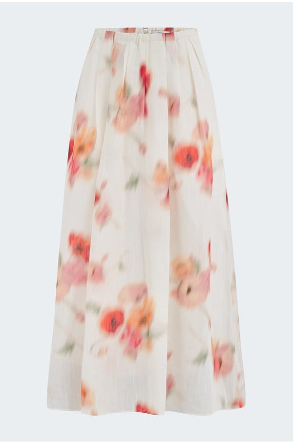 poppy blur gathered easy skirt in cream dusk