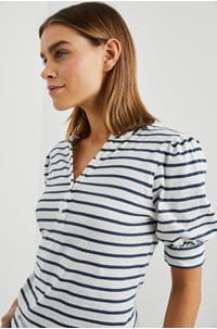 jewel top in ivory navy stripe