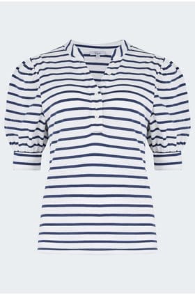 Jewel Top in Ivory Navy Stripe