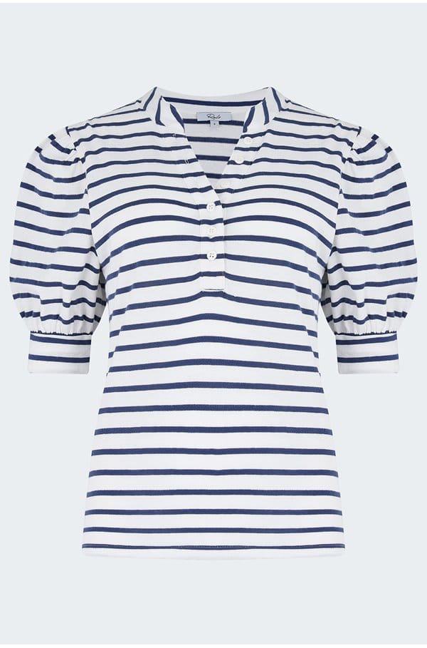 jewel top in ivory navy stripe