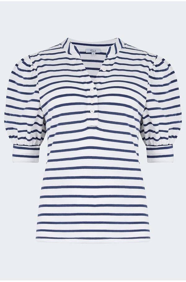 jewel top in ivory navy stripe