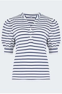 jewel top in ivory navy stripe