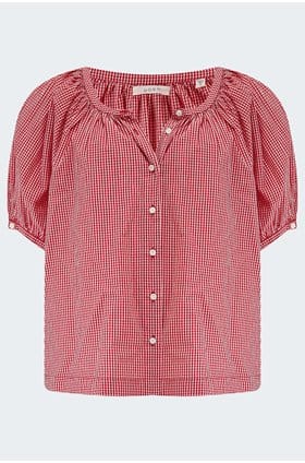 June Top in Cerise Paris Gingham 