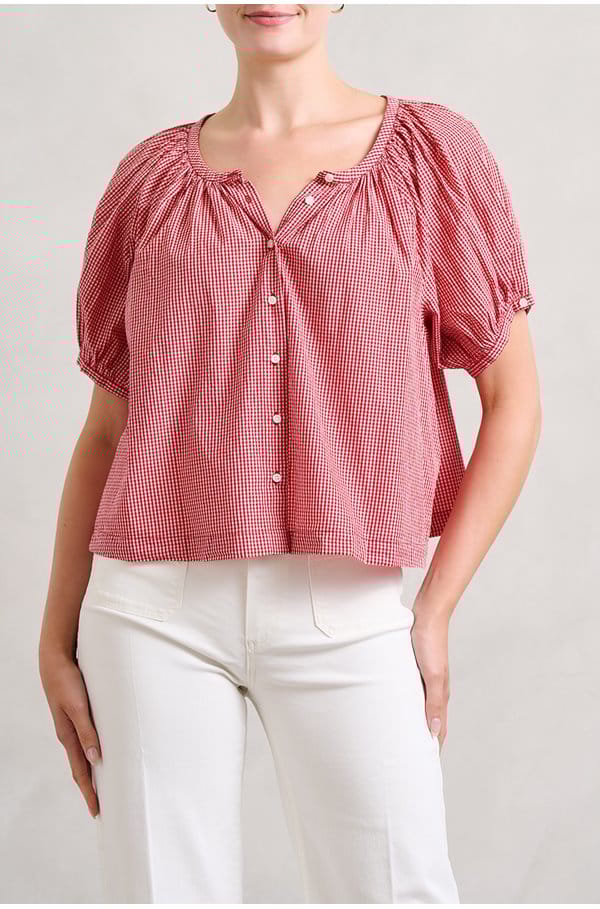 june top in cerise paris gingham 