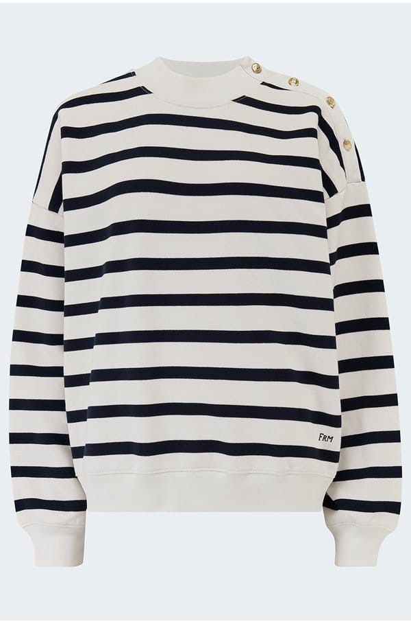 button detail sweatshirt in navy multi