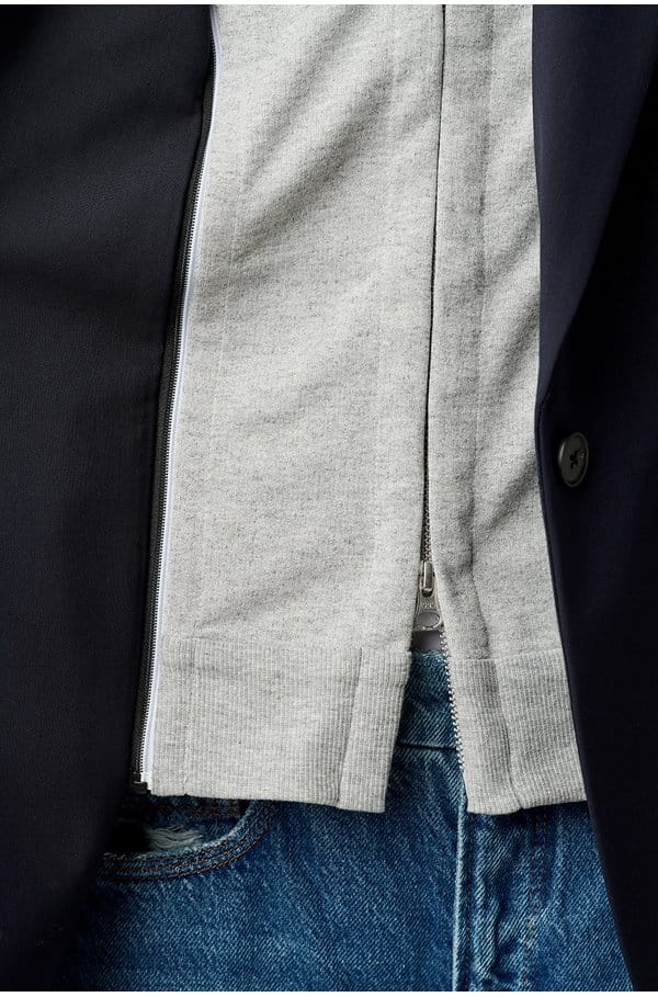 hoodie dickey jacket insert in heather grey