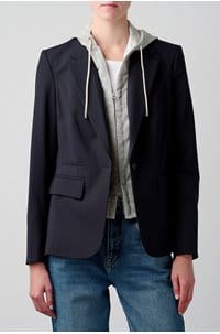 hoodie dickey jacket insert in heather grey