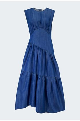Gathered Tier Hem Dress in Eugenia