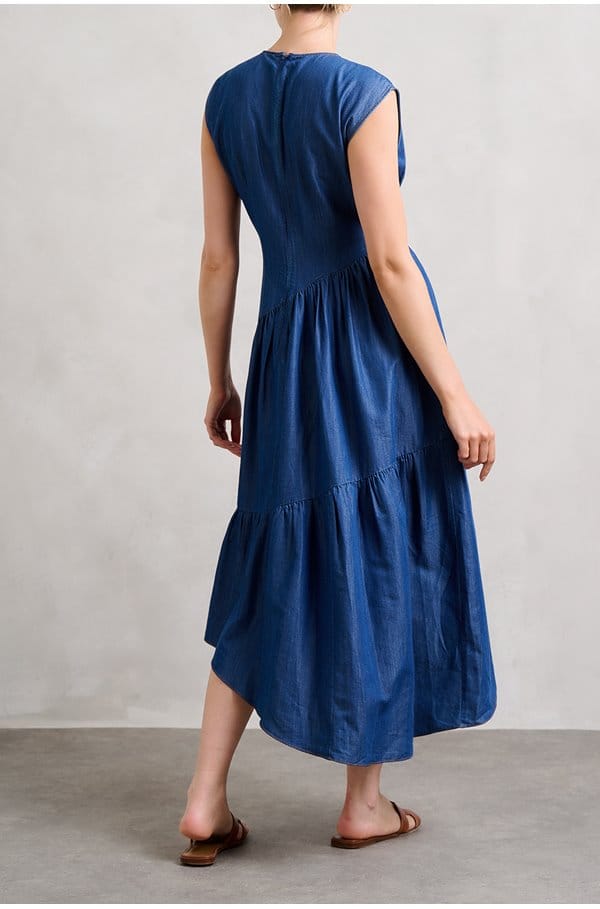gathered tier hem dress in eugenia
