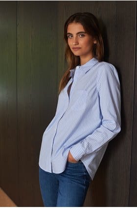 Stina Shirt in Oxford White Stripe