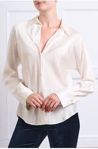bias long sleeve blouse in off white