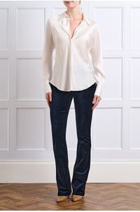 bias long sleeve blouse in off white
