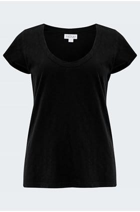 Katie Scoop Neck Tee in Black 