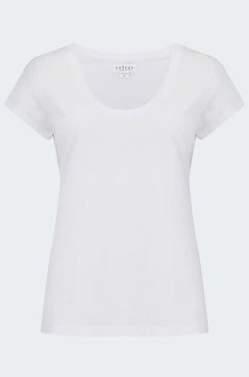 Katie Scoop Neck Tee in White