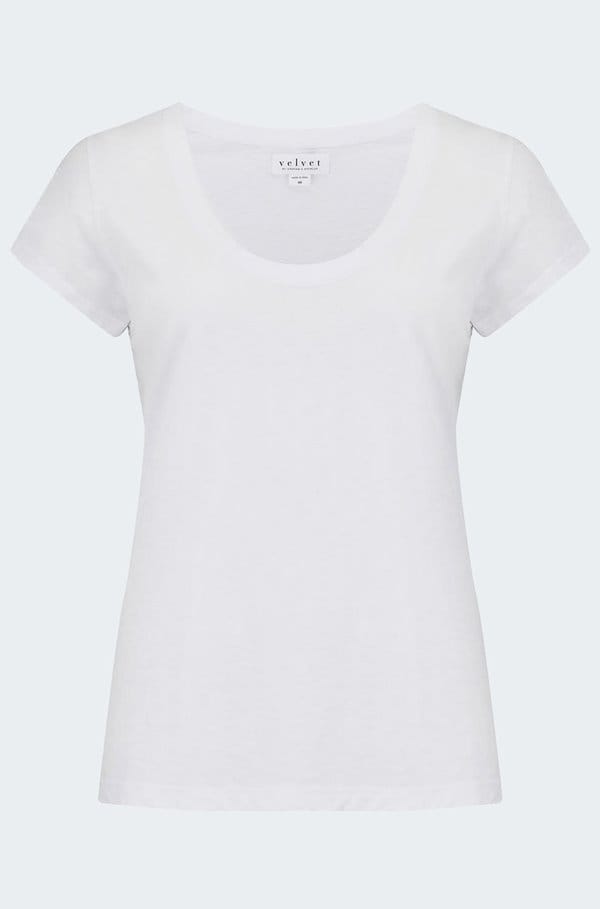 katie scoop neck tee in white 