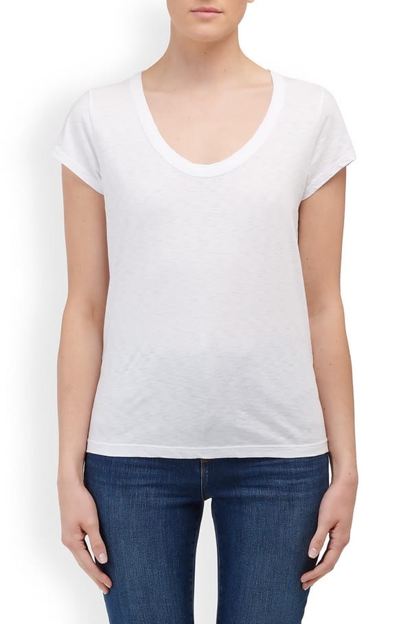 katie scoop neck tee in white