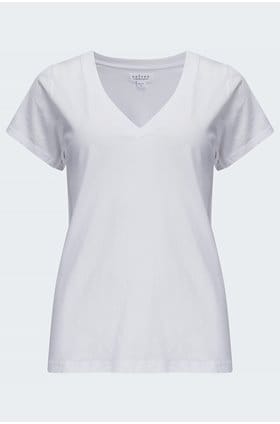 Jill V Neck Tee in White 
