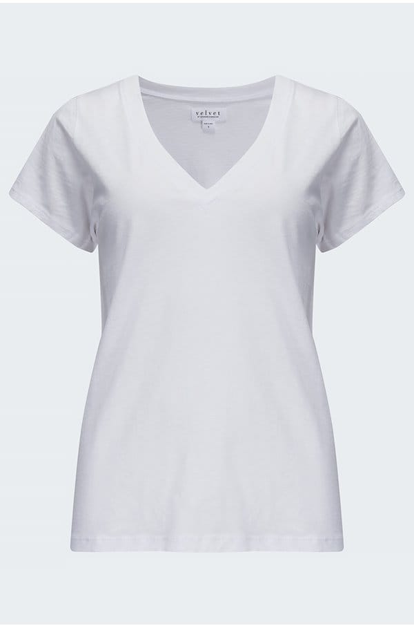 jill v neck tee in white 