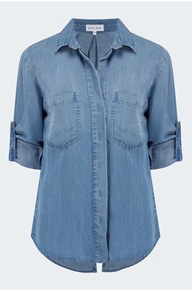 split button down shirt in medium ombre