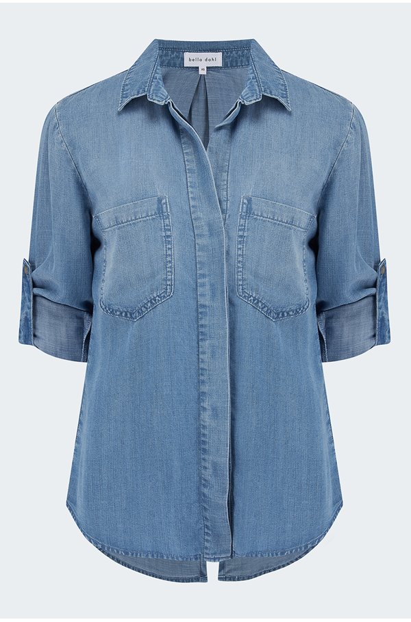 split back button down shirt in medium ombre