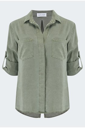 split button down shirt in soft army