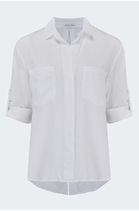 split button down shirt in white