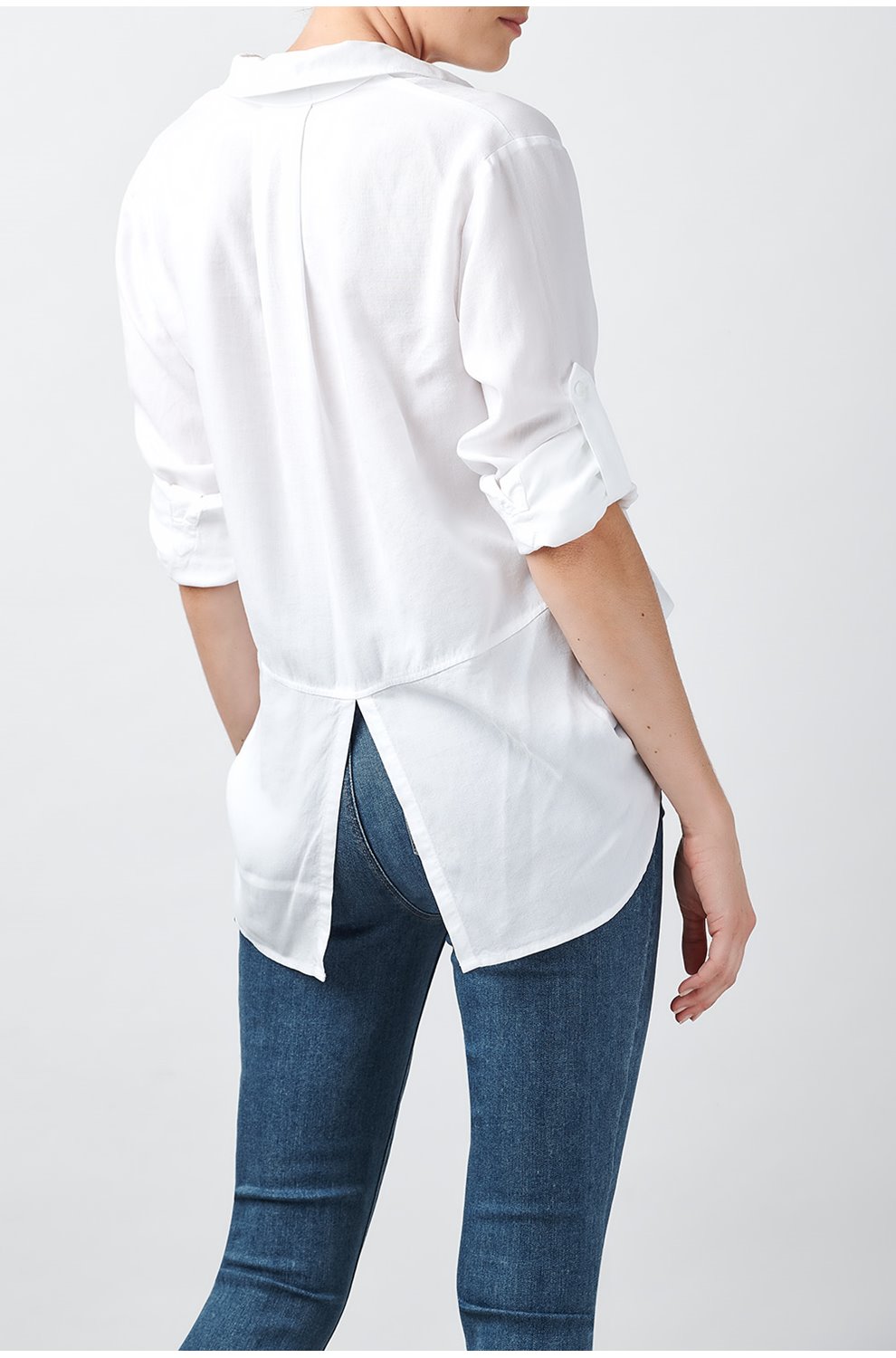 Trilogy Stores Split Button Down Shirt In White Trilogy Stores Split Button Down Shirt In White