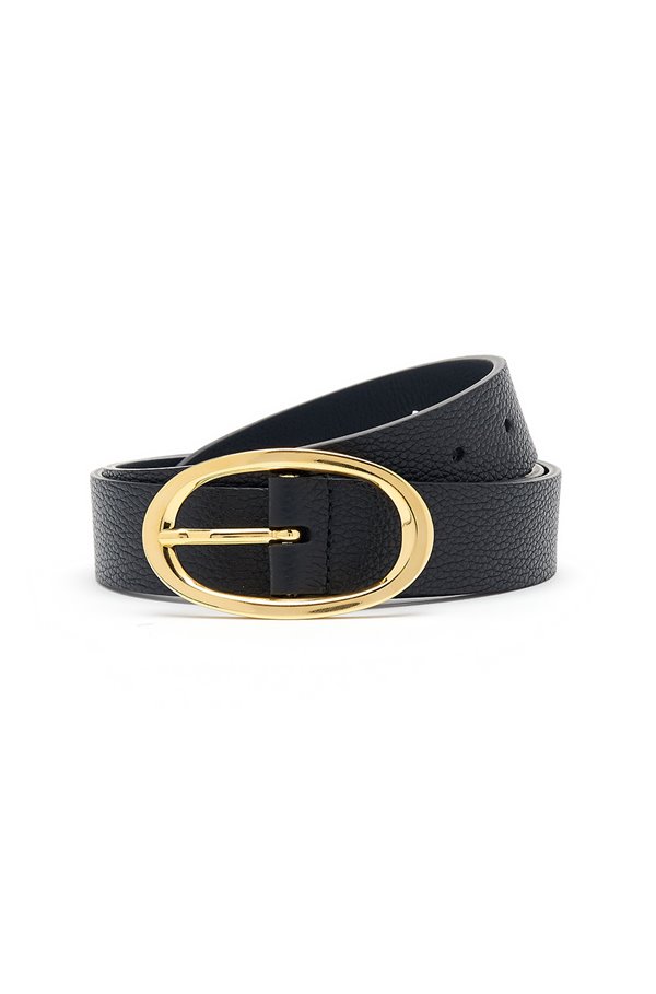rounded buckle belt in black