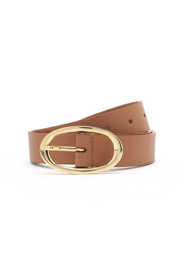rounded buckle belt in hermes tan