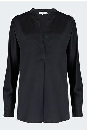 band collar blouse in black