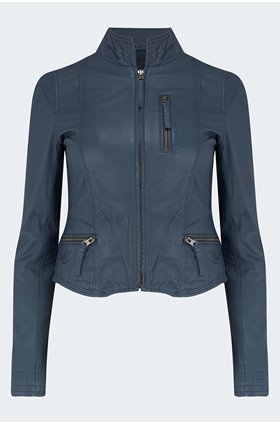 ruci leather jacket in navy
