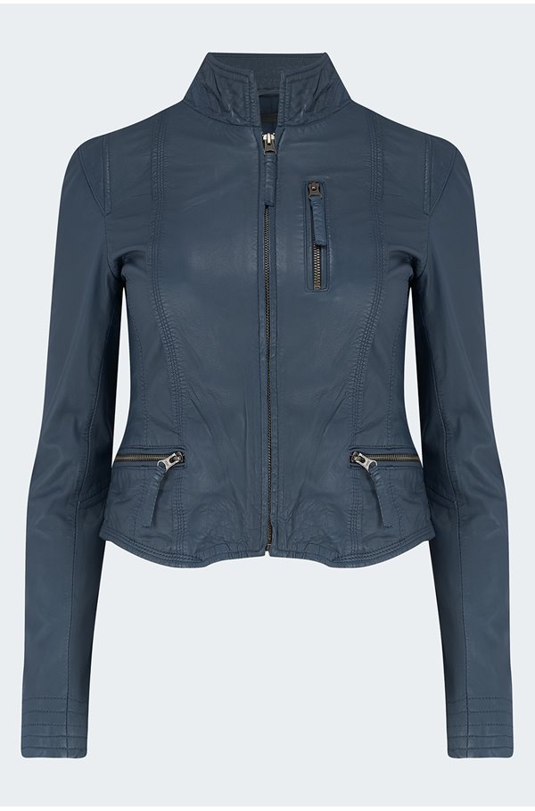 ruci leather jacket in navy
