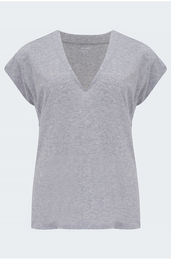 le mid rise v t-shirt in gris heather