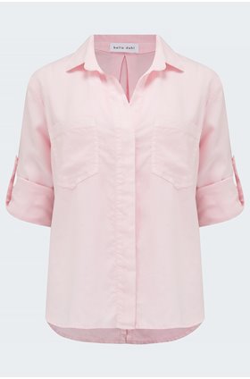 split button down shirt in pale pink