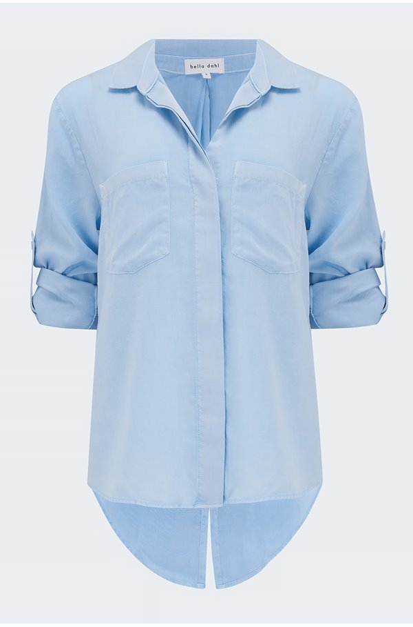 split button down shirt in bluebell