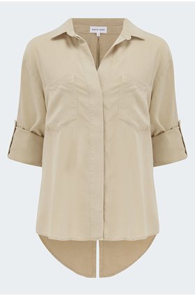 split button down shirt in soft khaki