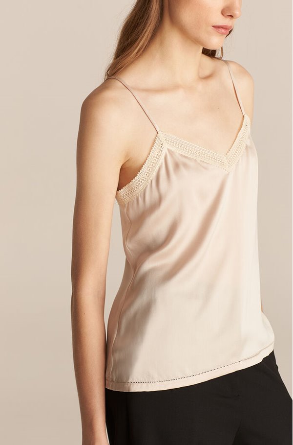 silk charmeuse blouse in sunset pink