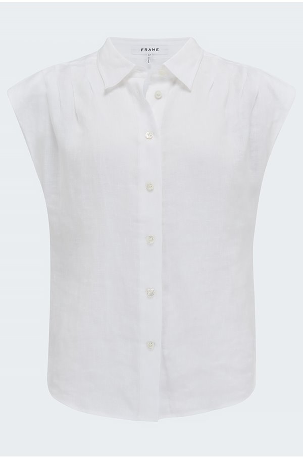 cassandra button down blouse in blanc