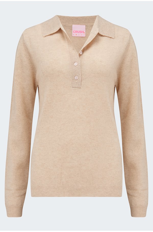 troy polo jumper in cream shell