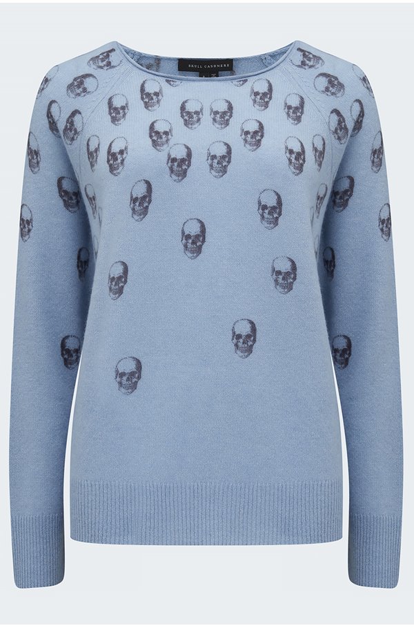 ajia skull pullover jumper in delft blue charcoal