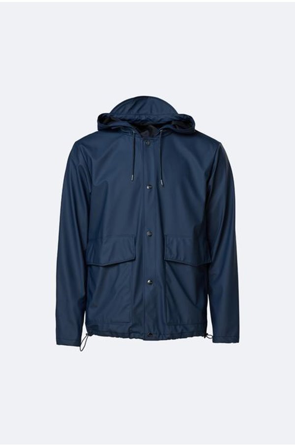 short hooded coat in blue
