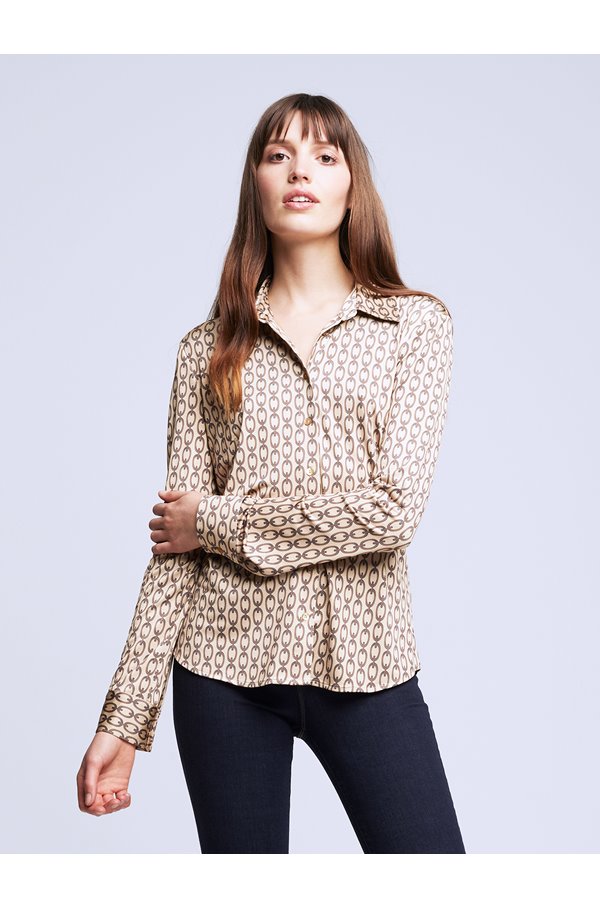 harmony blouse in tan and dark brown