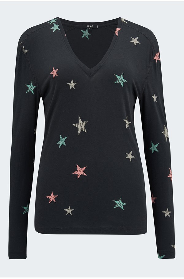 sami t-shirt in black multi animal stars