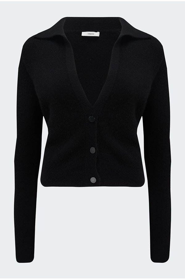 polo buttoned cardigan in black