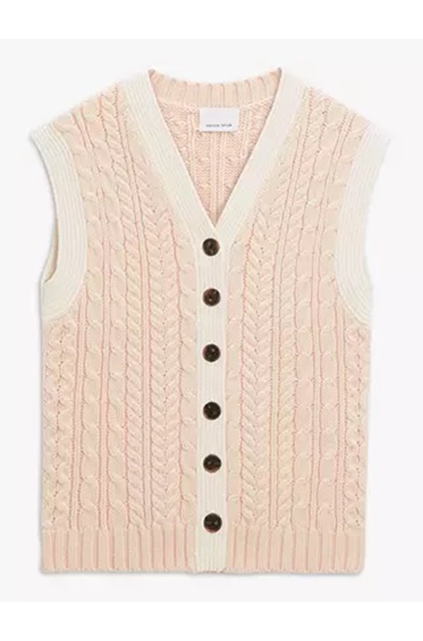 cable knit vest in pearl