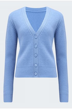 ribbed cardigan in cornflower blue