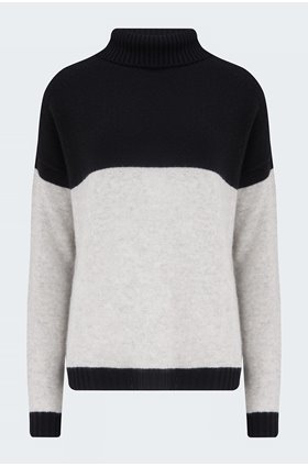 exposed roll neck in black and pale grey